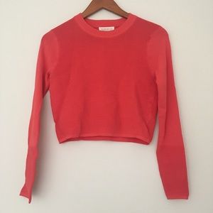 NWT Forever 21 coral crew neck cropped sweater